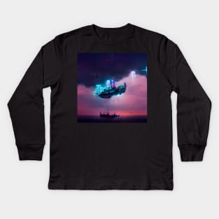 Lofi Zenith - Cyberpunk Cityscape Kids Long Sleeve T-Shirt